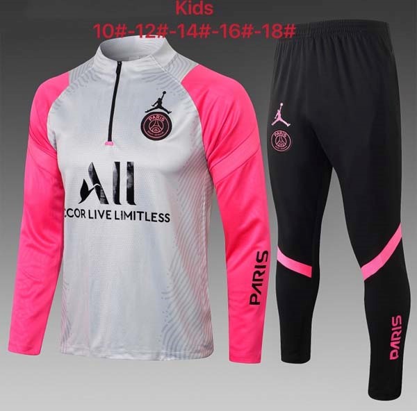 Kinder Trainingsanzüge Paris Saint Germain 2022 Grau Pink Günstige Fußballtrikots